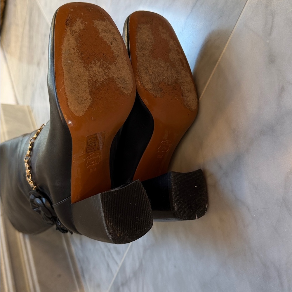 Tory Burch blossom Black Leather Knee-High Boots - Picture 5 of 5